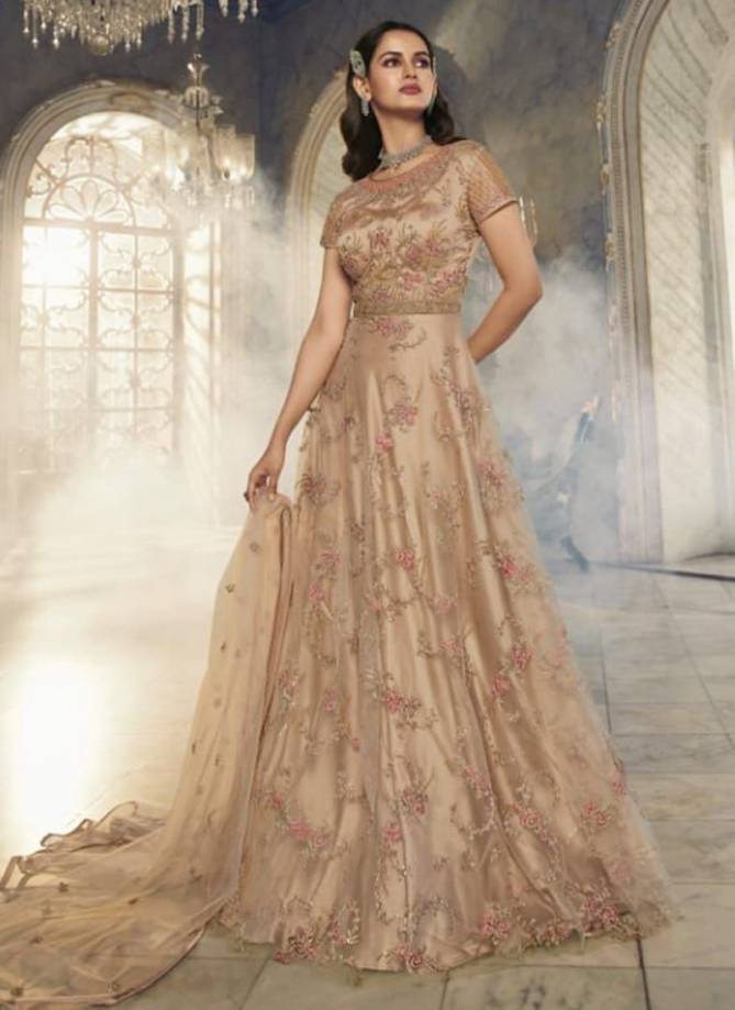 Swagat Voilet New Latest Designer Party Wear Butterfly Net Long Anarkali Suit Collection